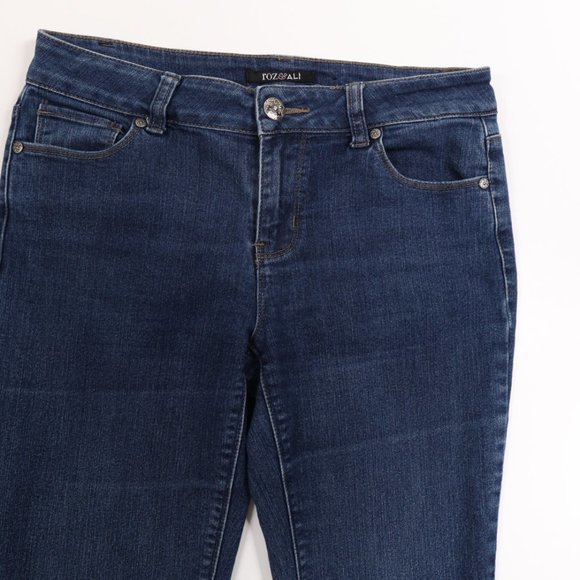 Roz & Ali 5 Pocket Straight leg Jeans Embroidered Pockets Blue Size 6 Average - Picture 2 of 11